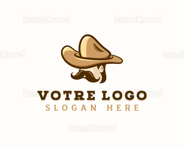Cowboy Mustache Hat Logo