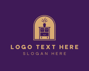Home Staging - Furniture Nightstand Decor logo design