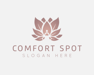 Sitting Lotus Flower Meditation logo design