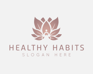 Sitting Lotus Flower Meditation logo design