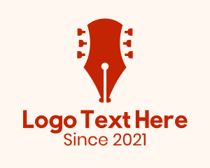 Guitar Lesson - Pen Guitar Head logo design