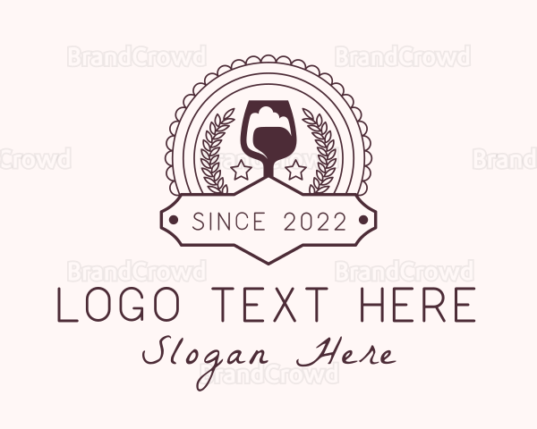 Wine Glass Winery Badge Logo