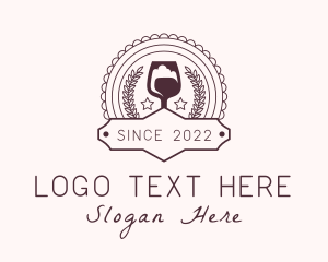 Alcohol - Wine Glass Winery Badge logo design