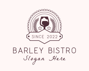 Barley - Wine Glass Winery Badge logo design