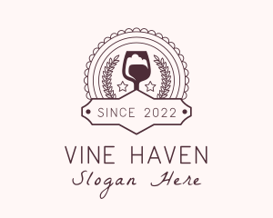 Wine Glass Winery Badge logo design