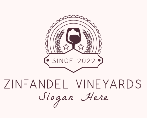 Wine Glass Winery Badge logo design