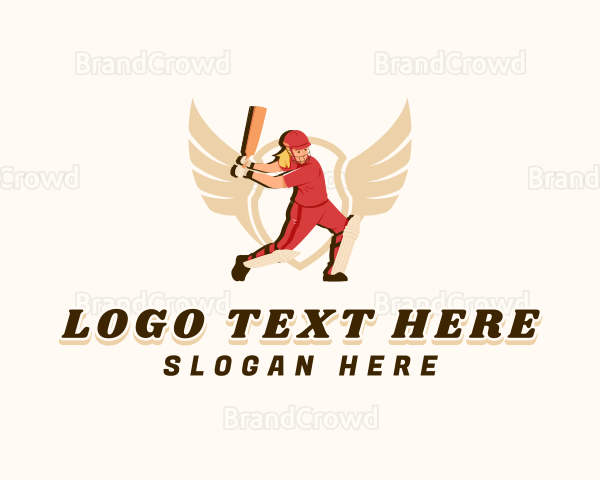 Female Cricket Batsman Logo