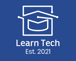 E Learning - Monoline Graduation Cap logo design