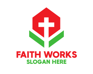Protestant - Minimalist Cross Flower logo design