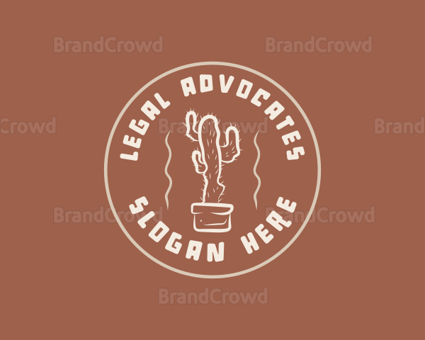 Retro Cactus Plant Logo