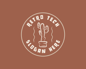 Retro Cactus Plant logo design