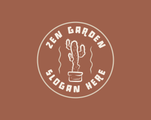 Retro Cactus Plant logo design