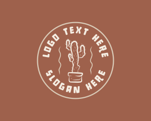 Cowboy - Retro Cactus Plant logo design