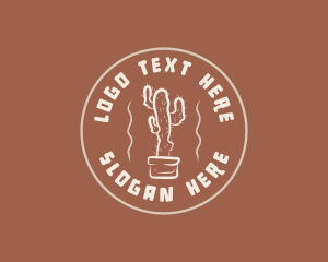 Retro Cactus Plant Logo