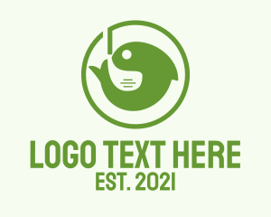 Aquatic Animal - Green Fish Emblem logo design