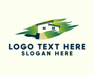 Painting - Green House Paintbrush logo design