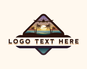 Ocean - Beach Tourism Plane logo design