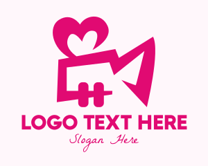 Videographer - Pink Heart Video Camera logo design