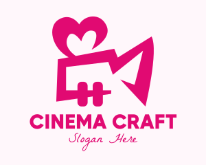 Filmmaking - Pink Heart Video Camera logo design