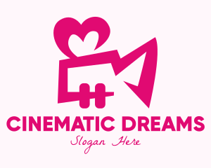 Pink Heart Video Camera logo design