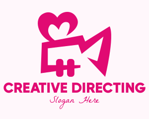 Directing - Pink Heart Video Camera logo design