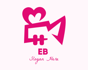 Vlog - Pink Heart Video Camera logo design