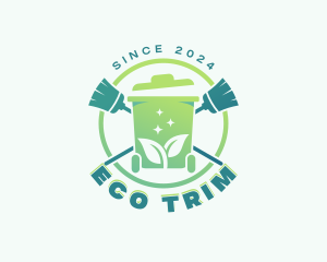 Eco Broom Trash Bin logo design