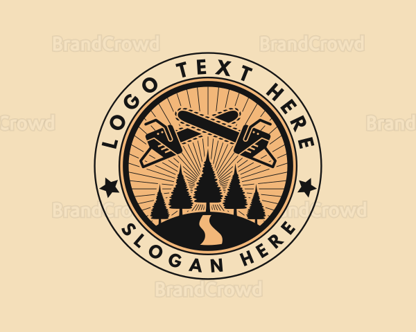 Logging Chainsaw Forestry Logo