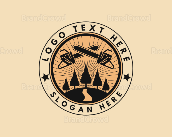 Tree Chainsaw Forestry Logo
