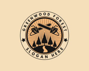 Tree Chainsaw Forestry logo design