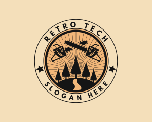 Logging Chainsaw Forestry logo design