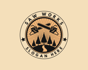 Logging Chainsaw Forestry logo design