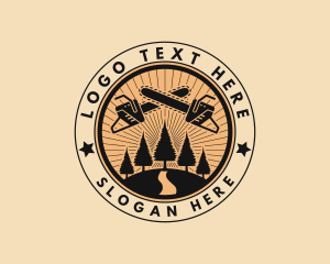 Woods - Tree Chainsaw Forestry logo design