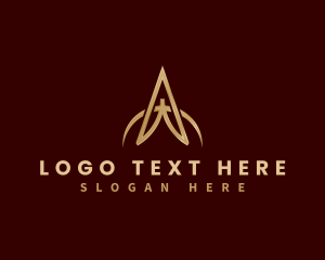 Cross - Luxury Arch Letter A logo design