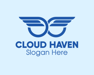 Heaven - Blue Angel Wings logo design
