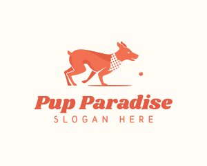 Playful Dog Pet Fetch logo design