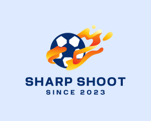 Shoot - Soccer Ball Flames logo design