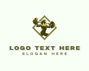 Weightlifting - Powerlift Barbell Woman logo design