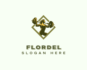 Powerlift Barbell Woman logo design