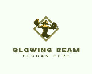 Powerlift Barbell Woman logo design