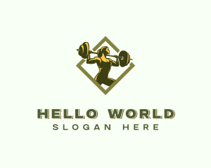 Powerlift Barbell Woman logo design