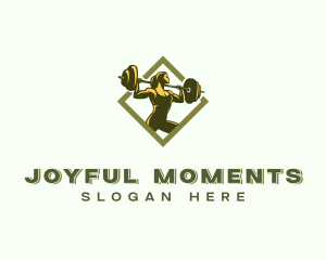 Powerlift Barbell Woman logo design