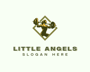 Powerlift Barbell Woman logo design