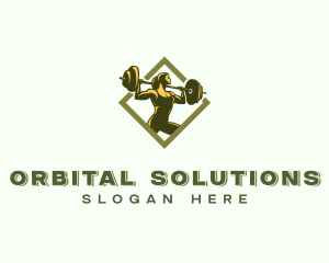 Powerlift Barbell Woman logo design