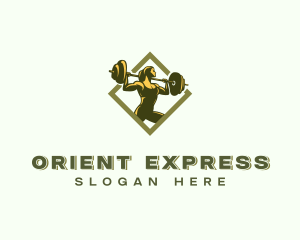 Powerlift Barbell Woman logo design