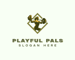 Powerlift Barbell Woman logo design