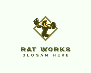 Powerlift Barbell Woman logo design