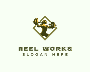 Powerlift Barbell Woman logo design