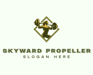 Powerlift Barbell Woman logo design