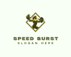 Powerlift Barbell Woman logo design